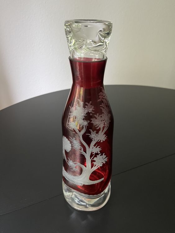 Antique Egermann Ruby Red Decanter Czech Bohemian Glass