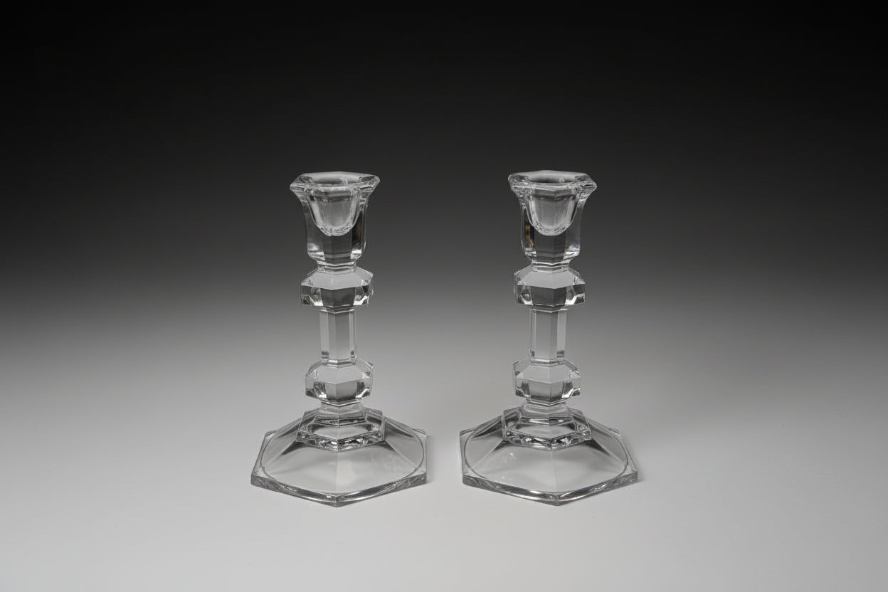 2 Glass Candleholders