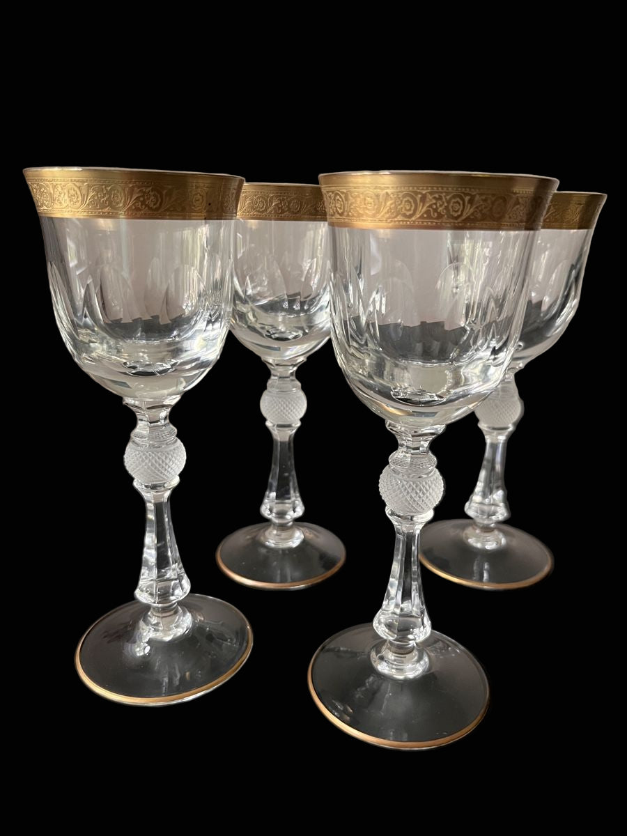 Antique Art Deco Wine Glasses, Set of 4