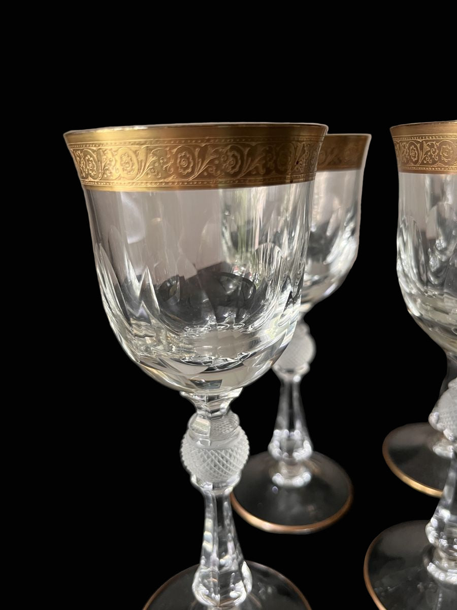 Antique Art Deco Wine Glasses, Set of 4