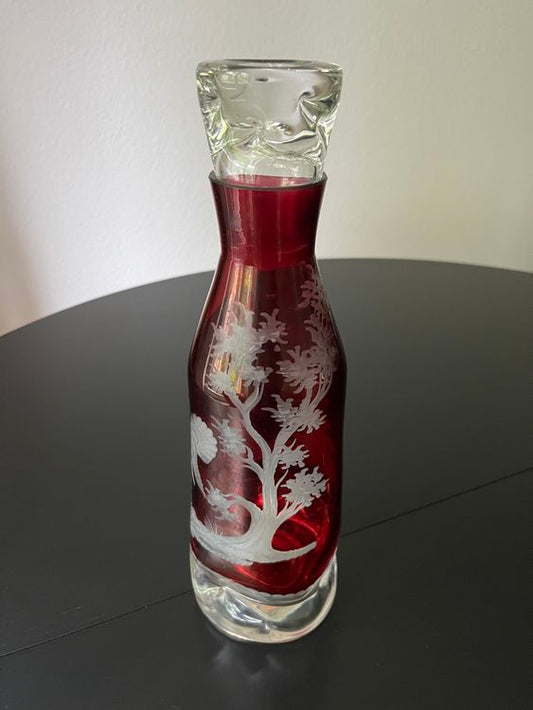 Antique Egermann Ruby Red Decanter Czech Bohemian Glass