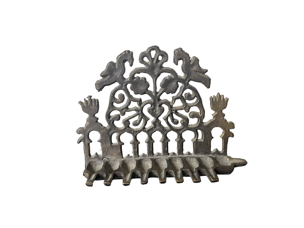 Antique Solid Bronze Hanukkah Menorah