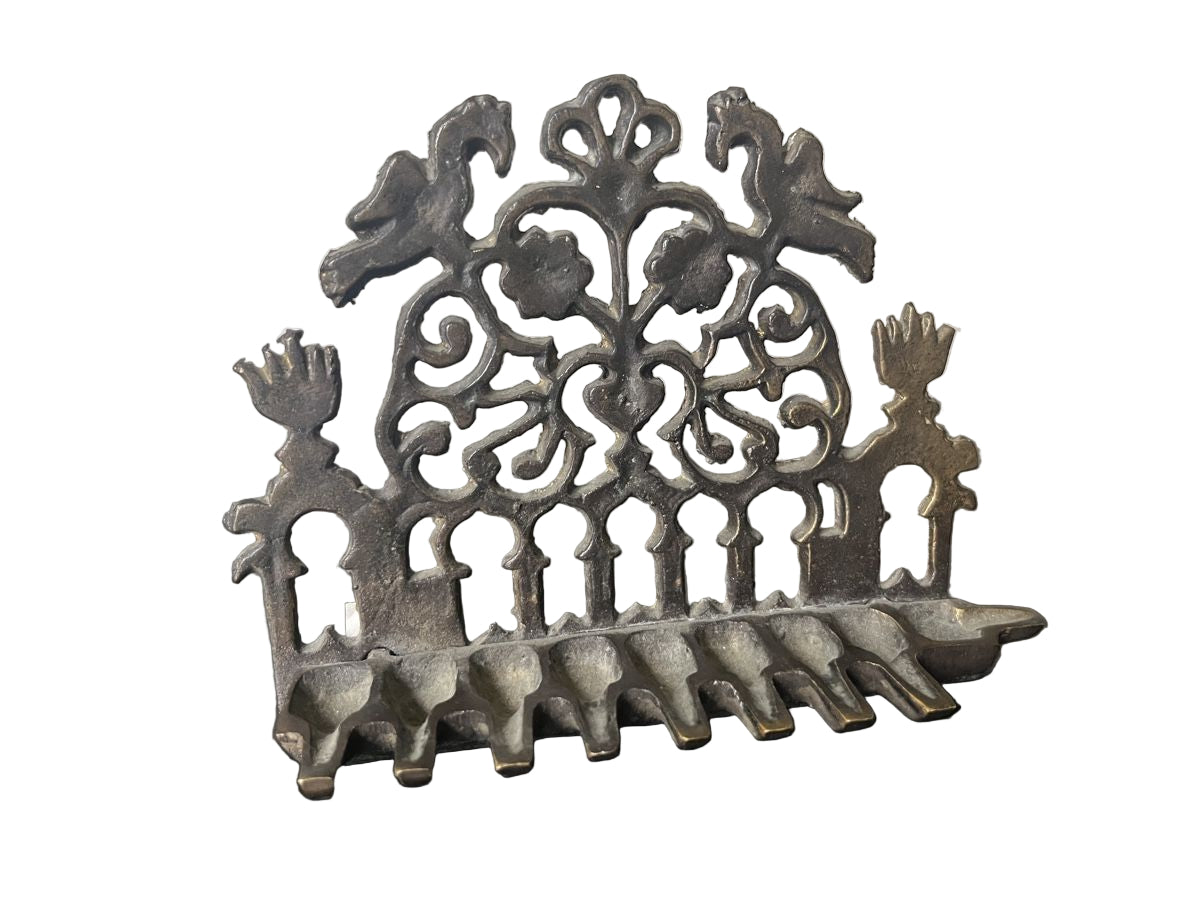 Antique Solid Bronze Hanukkah Menorah