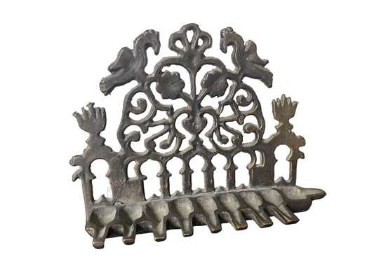 Antique Solid Bronze Hanukkah Menorah