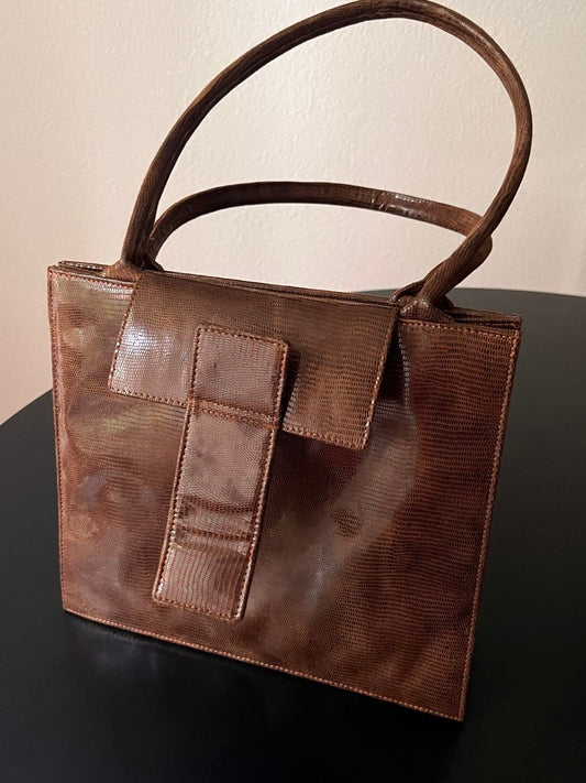 F. Hamman Reptile Print Vintage Handbag