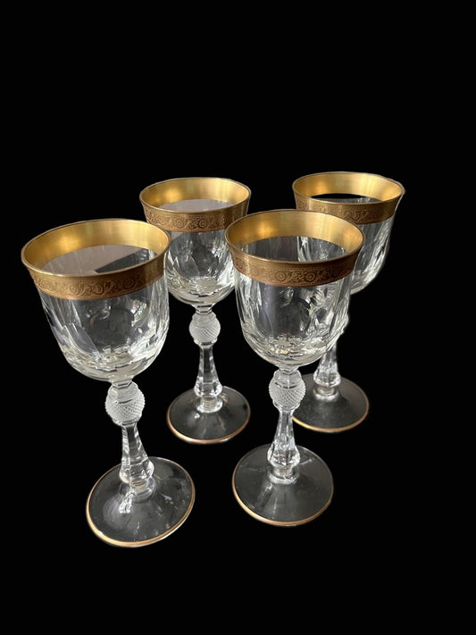 Antique Art Deco Wine Glasses, Set of 4