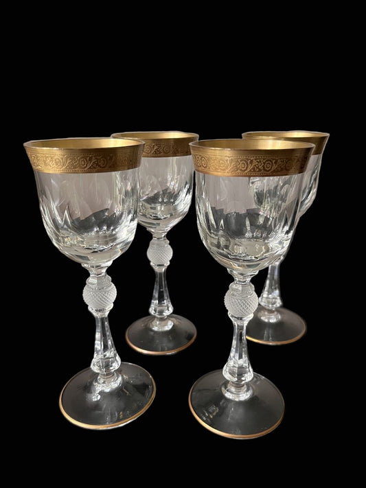 Antique Art Deco Wine Glasses, Set of 4